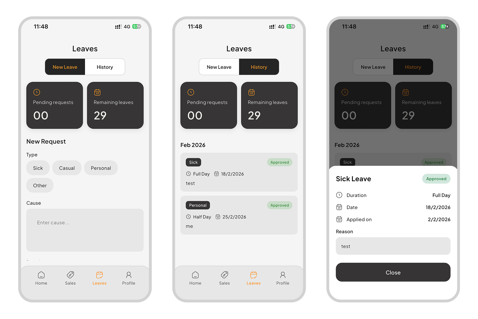Staff leave request and approval workflow