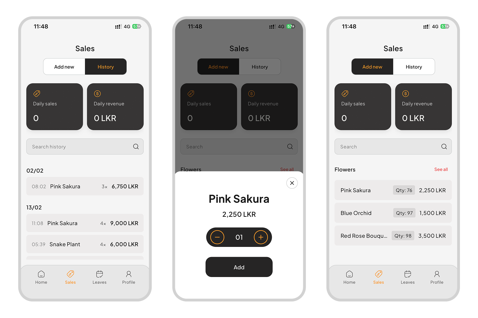 Daily sales entry and product tracking